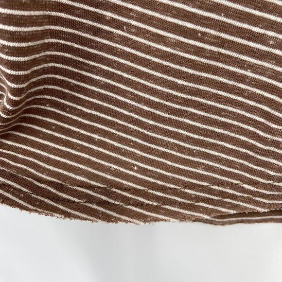 BKE Buckle V-Neck Knit Shirt Brown Cream Stripe Top Women's Size XS - Picture 6 of 14